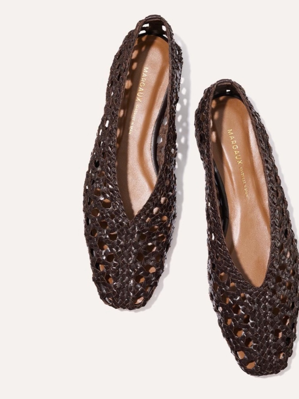 Margaux 37.5 Woven Paz Flats Dark Brown Leather